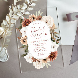 Boho Bloemen Lijst Acryl Bruids Douche Uitnodiging