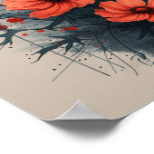 Boho Bloemen Lijst met Blauwe Maan: Waterverf Poster (Hoek)