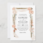 Boho Bloemen Luifel Elegante Rustieke QR Code Trou Kaart (Voorkant)