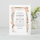 Boho Bloemen Luifel Elegante Rustieke QR Code Trou Kaart (Staand voorkant)