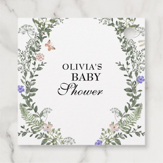 Boho Bloemen Lush Geslacht Neutraal Baby shower Bedankjes Labels (Achterkant)