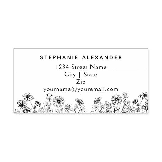 Boho bloemen, madeliefjes en rozen. Pen en inkt Rubberstempel (Afrduk)