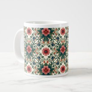 Boho Bloemen Magie - in tinten groen en roze Grote Koffiekop