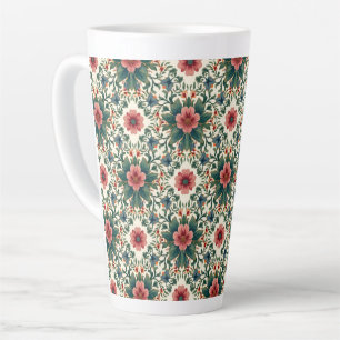 Boho Bloemen Magie - in tinten groen en roze Latte Mok