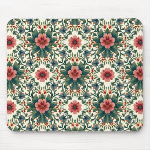 Boho Bloemen Magie - in tinten groen en roze Muismat