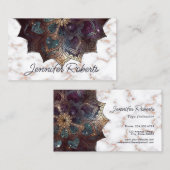 Boho Bloemen Mandala Roos Goud Marmer Yoga Elegant Visitekaartje (Voorkant / Achterkant)