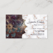 Boho Bloemen Mandala Roos Goud Marmer Yoga Elegant Visitekaartje (Achterkant)