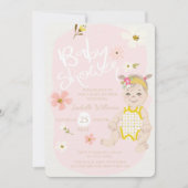 Boho Bloemen Meisje Invitation Roze Baby shower Kaart (Voorkant)