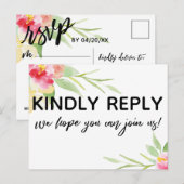 Boho Bloemen Menu Keuze RSVP in informeel handschr (Voorkant / Achterkant)