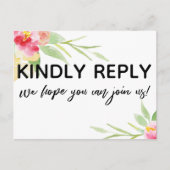 Boho Bloemen Menu Keuze RSVP in informeel handschr (Voorkant)