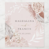 boho bloemen met adem wijn etiket (Enkel label)