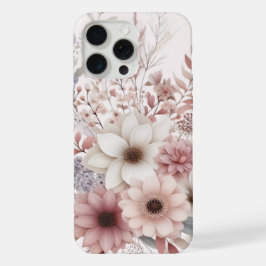 Boho bloemen met een blos van roze iPhone 15 pro max case
