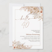 Boho Bloemen met Pampas Lijst 40e Verjaardag Kaart (Voorkant)