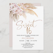Boho Bloemen met Pampas Sweet 16 Verjaardag Kaart (Voorkant / Achterkant)