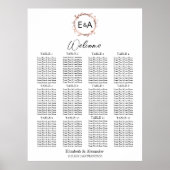 Boho Bloemen Monogram Bruiloft Zitkaarten Teken Poster (Voorkant)