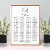 Boho Bloemen Monogram Bruiloft Zitkaarten Teken Poster