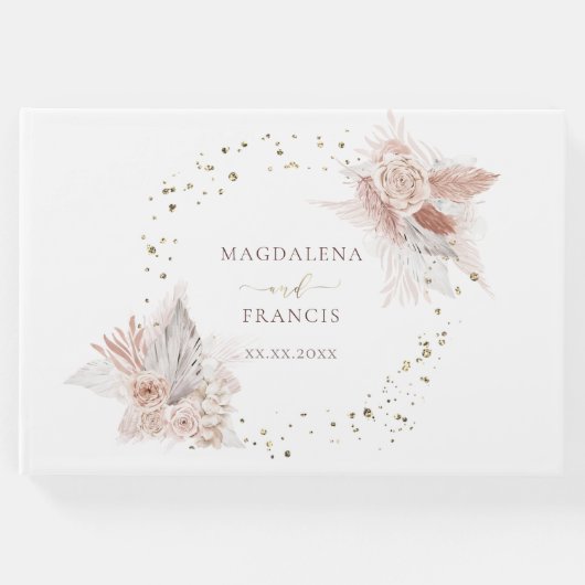 boho bloemen ontwerpen trouwgastenboek gastenboek (Voorkant)