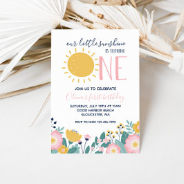 Boho Bloemen Onze Kleine Zonneschijn 1e Verjaardag Kaart