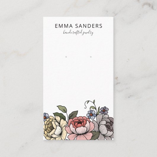 Boho Bloemen Oorbel Sieraden Display Kaarten Contactkaartje (Voorkant)