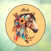 Boho Bloemen Paard gepersonaliseerd Raamsticker (Vel 3)