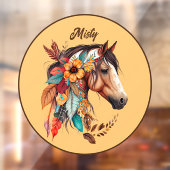 Boho Bloemen Paard gepersonaliseerd Raamsticker (Vel 2)