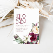 Boho Bloemen Paarse & Cream Baby shower Uitnodigin Kaart