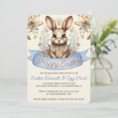 Boho Bloemen Paashaas Brunch en Eierjacht Kaart (Staand voorkant)