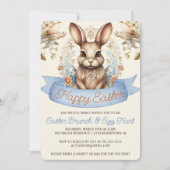 Boho Bloemen Paashaas Brunch en Eierjacht Kaart (Voorkant)