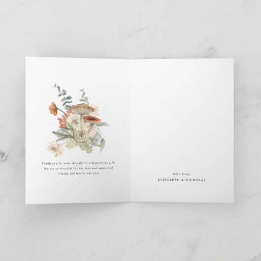 Boho Bloemen Paddestoel | Baby shower Dank u Bedankkaart (Binnen)