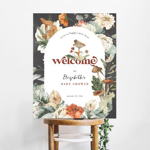 Boho Bloemen Paddestoel   Baby shower Welkomstbord Poster