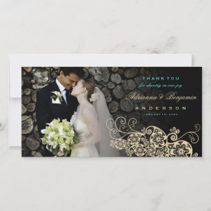 Boho bloemen paisley trouwkaart bedank foto kaart