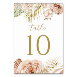 Boho bloemen-, palm- en pampas-huwelijk kaart