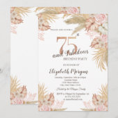 Boho Bloemen, Pampagras 75e Verjaardag Kaart (Voorkant / Achterkant)