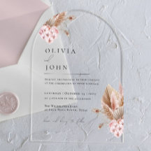 Boho bloemen Pampagras trouwuitnodigingen