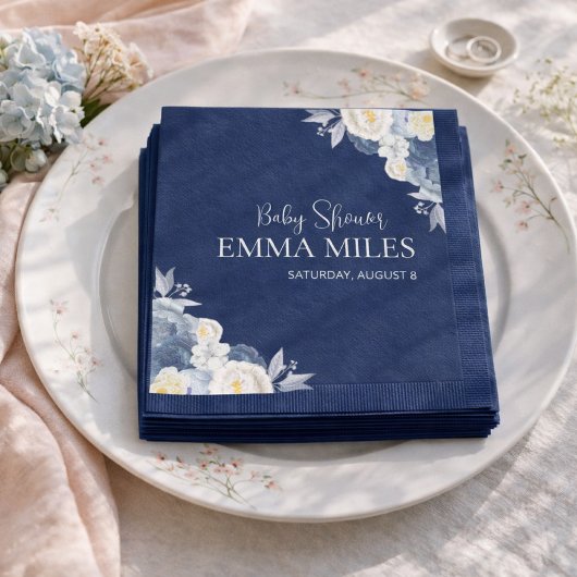 Boho bloemen Pampas blauwe baby shower servetten