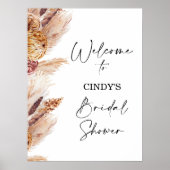 Boho Bloemen Pampas Bruiloft Feest Welkom Bord Poster (Voorkant)