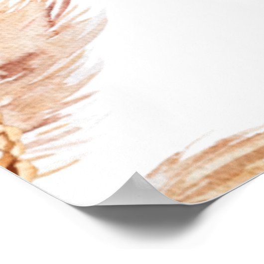 Boho Bloemen Pampas Bruiloft Feest Welkomstbord Poster (Hoek)