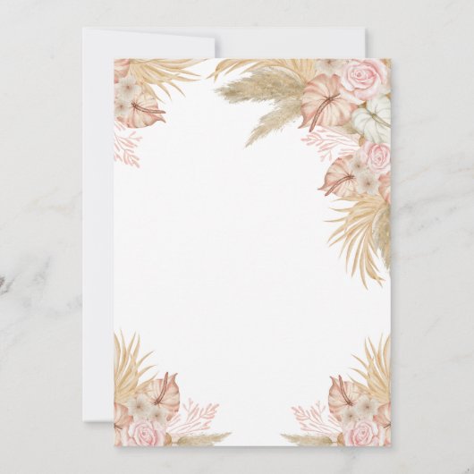 Boho Bloemen, Pampas gras 75e verjaardag Kaart (Achterkant)