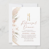 Boho Bloemen Pampas Gras Bestek repetitie diner Kaart (Voorkant)