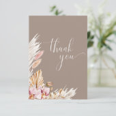 Boho Bloemen Pampas Gras | Bruiloft Bedankkaart (Staand voorkant)