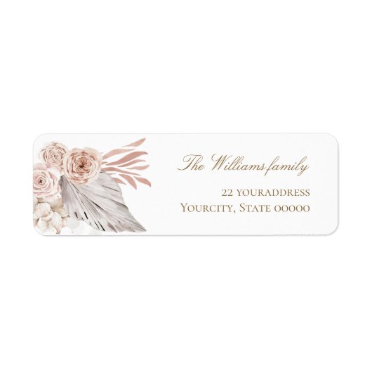 boho bloemen pampas gras etiket (Voorkant)