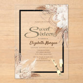 Boho Bloemen Pampas Gras Hout Zoet 16 Acryl Uitnodigingen (Voorkant)