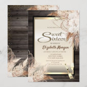 Boho Bloemen Pampas Gras Hout Zoet 16 Kaart (Voorkant / Achterkant)