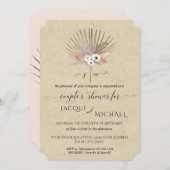 Boho bloemen Pampas gras koppel Shower Uitnodiging (Voorkant / Achterkant)
