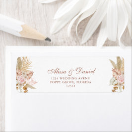 Boho Bloemen Pampas Gras Retouradres Etiket