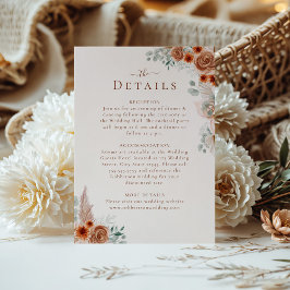 Boho Bloemen Pampas Gras Trouw Details Card Kaart