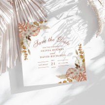 Boho Bloemen Pampas Gras Trouw Save the Date