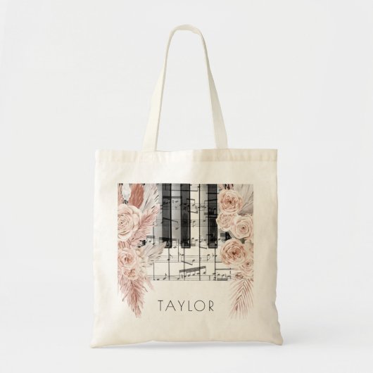 boho bloemen pampas grasmuziek tote bag (Voorkant)