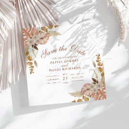 Boho Bloemen Pampas Grass Bruiloft Save the Date