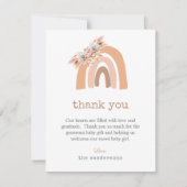 Boho Bloemen Pampas Grass Nieuwe Baby Foto Bedankkaart (Voorkant)